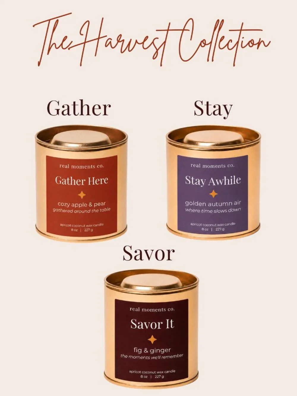 Harvest Collection Candle Set, Luxury Fall Candles, Thanksgiving Hostess Gift